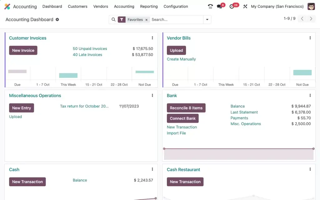 ERP solution reporting dahsboard - bintellligence