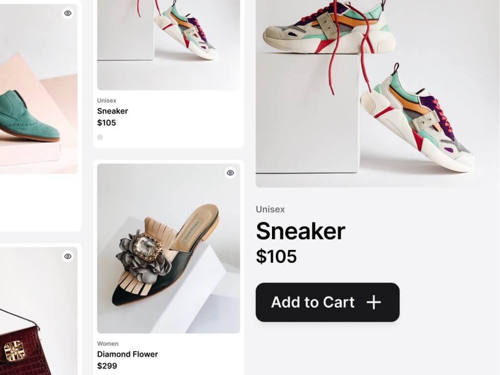 E-commerce website interface